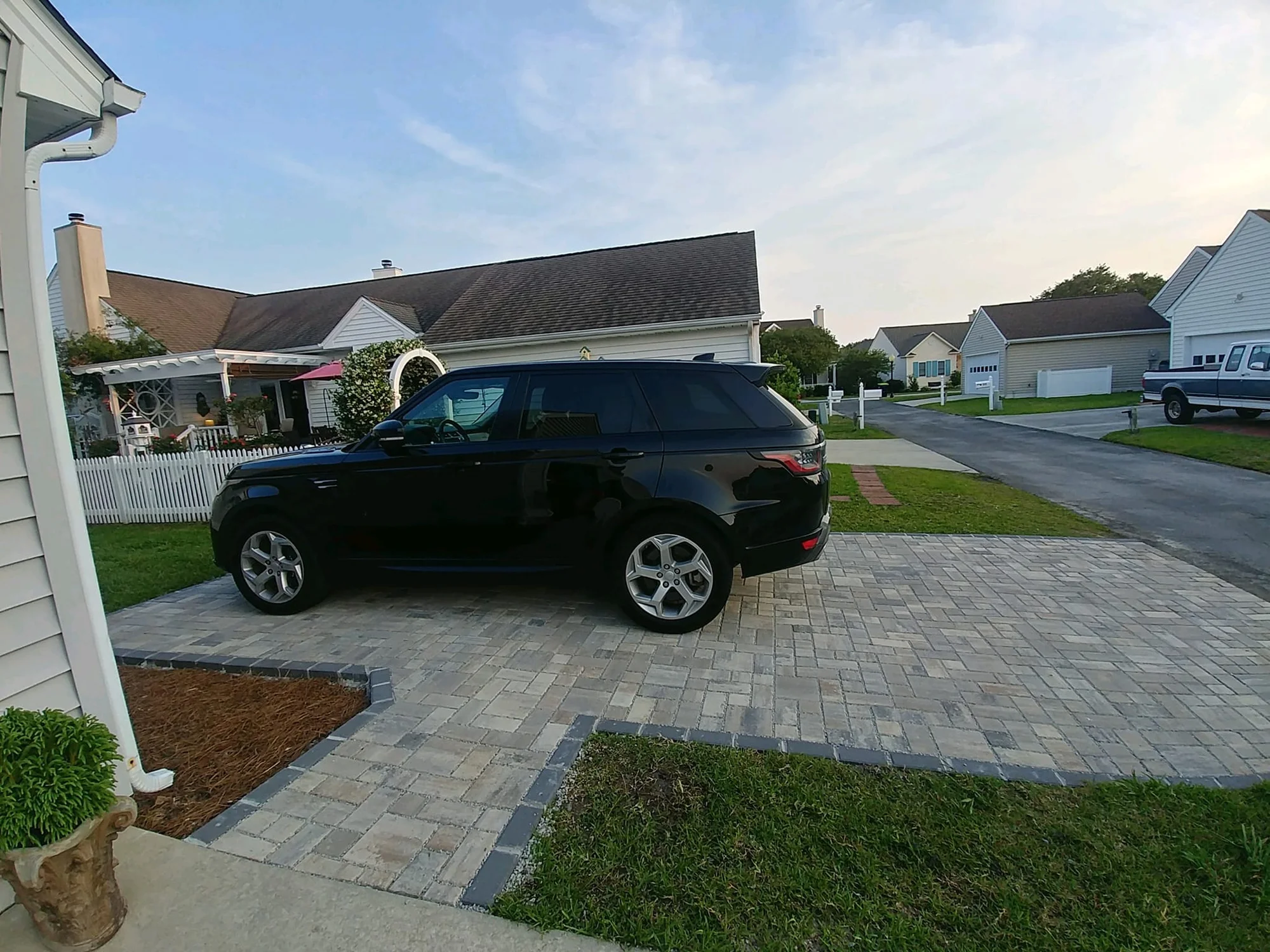 Finished paver driveway and entry approach